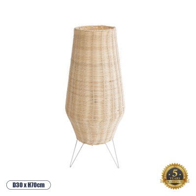 GLOBOSTAR® BOLSON 02012 Boho Επιδαπέδιο Φωτιστικό με Ντουί 1 x E27 AC 220-240V IP20 - Μπεζ & Λευκό - Μ30 x Π30 x Υ70cm