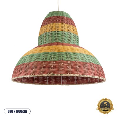 GLOBOSTAR® CABALLEROS 02058 Boho Κρεμαστό Φωτιστικό Οροφής με Ντουί 1 x E27 AC 220-240V IP20 - Πολύχρωμο - Μ70 x Π70 x Υ60cm