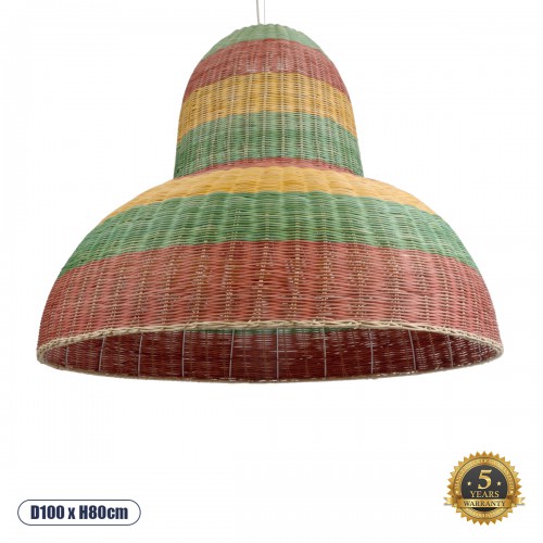 GloboStar® CABALLEROS 02059 Boho Κρεμαστό Φωτιστικό Οροφής Μονόφωτο 1 x E27 AC220-240V IP20 - Φ100 x Υ80cm - Πράσινο με Κίτρινο και Μπεζ με Κόκκινο Ξύλινο Μπαμπού Πλέγμα Καμπάνα - 5 Χρόνια Εγγύηση Διακόσμηση - Φως - Χαλιά GloboStar® CABALLEROS 02059 Boho Κρεμαστό Φωτιστικό Οροφής Μονόφωτο 1 x E27 AC220-240V IP20 - Φ100 x Υ80cm - Πράσινο με Κίτρινο και Μπεζ με Κόκκινο Ξύλινο Μπαμπού Πλέγμα Καμπάνα - 5 Χρόνια Εγγύηση Διακόσμηση - Φως - Χαλιά