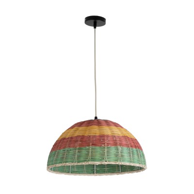 GloboStar® CABALLEROS 02060 Boho Κρεμαστό Φωτιστικό Οροφής Μονόφωτο 1 x E27 AC220-240V IP20 - Φ40 x Υ20cm - Πράσινο με Κίτρινο και Κόκκινο Ξύλινο Μπαμπού Πλέγμα Καμπάνα - 5 Χρόνια Εγγύηση Διακόσμηση - Φως - Χαλιά GloboStar® CABALLEROS 02060 Boho Κρεμαστό Φωτιστικό Οροφής Μονόφωτο 1 x E27 AC220-240V IP20 - Φ40 x Υ20cm - Πράσινο με Κίτρινο και Κόκκινο Ξύλινο Μπαμπού Πλέγμα Καμπάνα - 5 Χρόνια Εγγύηση Διακόσμηση - Φως - Χαλιά