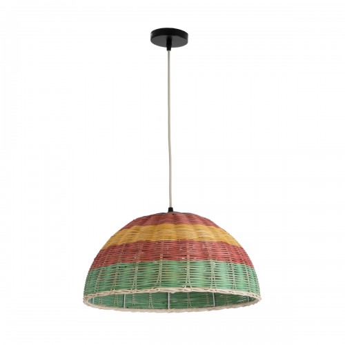 GloboStar® CABALLEROS 02060 Boho Κρεμαστό Φωτιστικό Οροφής Μονόφωτο 1 x E27 AC220-240V IP20 - Φ40 x Υ20cm - Πράσινο με Κίτρινο και Κόκκινο Ξύλινο Μπαμπού Πλέγμα Καμπάνα - 5 Χρόνια Εγγύηση Διακόσμηση - Φως - Χαλιά GloboStar® CABALLEROS 02060 Boho Κρεμαστό Φωτιστικό Οροφής Μονόφωτο 1 x E27 AC220-240V IP20 - Φ40 x Υ20cm - Πράσινο με Κίτρινο και Κόκκινο Ξύλινο Μπαμπού Πλέγμα Καμπάνα - 5 Χρόνια Εγγύηση Διακόσμηση - Φως - Χαλιά