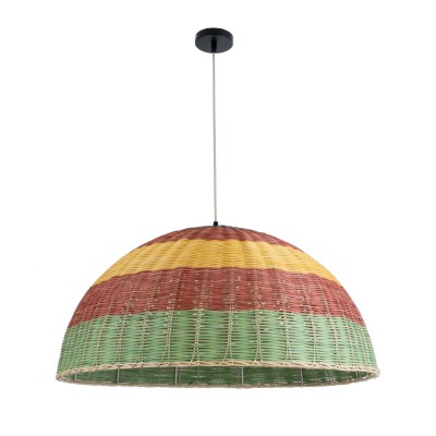 GloboStar® CABALLEROS 02061 Boho Κρεμαστό Φωτιστικό Οροφής Μονόφωτο 1 x E27 AC220-240V IP20 - Φ70 x Υ34cm - Πράσινο με Κίτρινο και Κόκκινο Ξύλινο Μπαμπού Πλέγμα Καμπάνα - 5 Χρόνια Εγγύηση Διακόσμηση - Φως - Χαλιά GloboStar® CABALLEROS 02061 Boho Κρεμαστό Φωτιστικό Οροφής Μονόφωτο 1 x E27 AC220-240V IP20 - Φ70 x Υ34cm - Πράσινο με Κίτρινο και Κόκκινο Ξύλινο Μπαμπού Πλέγμα Καμπάνα - 5 Χρόνια Εγγύηση Διακόσμηση - Φως - Χαλιά