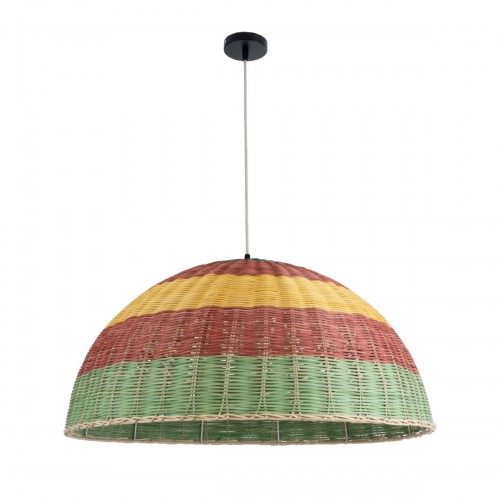 GloboStar® CABALLEROS 02061 Boho Κρεμαστό Φωτιστικό Οροφής Μονόφωτο 1 x E27 AC220-240V IP20 - Φ70 x Υ34cm - Πράσινο με Κίτρινο και Κόκκινο Ξύλινο Μπαμπού Πλέγμα Καμπάνα - 5 Χρόνια Εγγύηση Διακόσμηση - Φως - Χαλιά GloboStar® CABALLEROS 02061 Boho Κρεμαστό Φωτιστικό Οροφής Μονόφωτο 1 x E27 AC220-240V IP20 - Φ70 x Υ34cm - Πράσινο με Κίτρινο και Κόκκινο Ξύλινο Μπαμπού Πλέγμα Καμπάνα - 5 Χρόνια Εγγύηση Διακόσμηση - Φως - Χαλιά