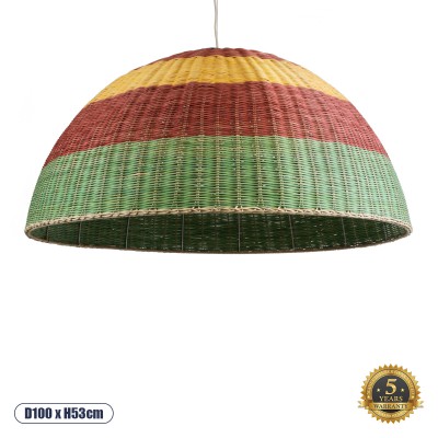 GLOBOSTAR® CABALLEROS 02062 Boho Κρεμαστό Φωτιστικό Οροφής με Ντουί 1 x E27 AC 220-240V IP20 - Πολύχρωμο - Μ100 x Π100 x Υ53cm