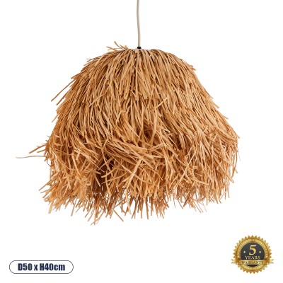 GLOBOSTAR® GUADELOUPE 02154 Boho Κρεμαστό Φωτιστικό Οροφής με Ντουί 1 x E27 AC 220-240V IP20 - Μπεζ - Μ50 x Π50 x Υ40cm
