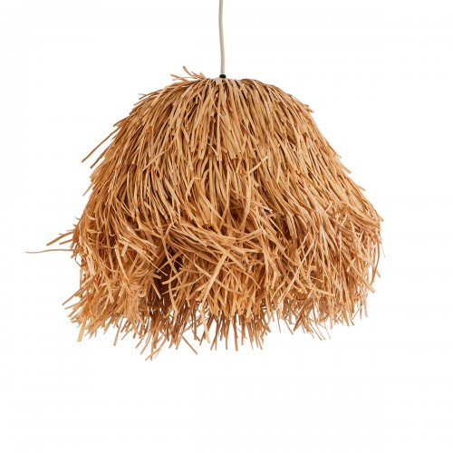 GloboStar® GUADELOUPE 02154 Boho Επιτραπέζιο Φωτιστικό Μονόφωτο 1 x E27 AC220-240V IP20 - Φ50 x Υ40cm - Καφέ Φυσική Ράφια Νήμα Πλέγμα Καμπάνα - 5 Χρόνια Εγγύηση Διακόσμηση - Φως - Χαλιά