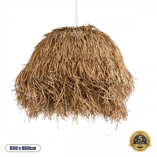 GloboStar® GUADELOUPE 02158 Boho Επιτραπέζιο Φωτιστικό Μονόφωτο 1 x E27 AC220-240V IP20 - Φ80 x Υ60cm - Καφέ Φυσική Ράφια Νήμα Πλέγμα Καμπάνα - 5 Χρόνια Εγγύηση Διακόσμηση - Φως - Χαλιά