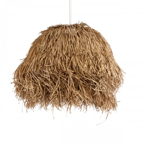 GloboStar® GUADELOUPE 02158 Boho Επιτραπέζιο Φωτιστικό Μονόφωτο 1 x E27 AC220-240V IP20 - Φ80 x Υ60cm - Καφέ Φυσική Ράφια Νήμα Πλέγμα Καμπάνα - 5 Χρόνια Εγγύηση Διακόσμηση - Φως - Χαλιά