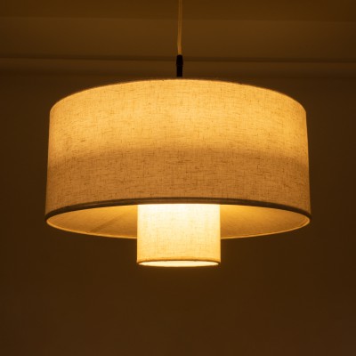GloboStar® KATHMANDU 02226 Boho Κρεμαστό Φωτιστικό Οροφής Μονόφωτο 1 x E27 AC220-240V IP20 - Φ48 x Υ27cm - Λευκό Ύφασμα Καμπάνα - 5 Χρόνια Εγγύηση Διακόσμηση - Φως - Χαλιά