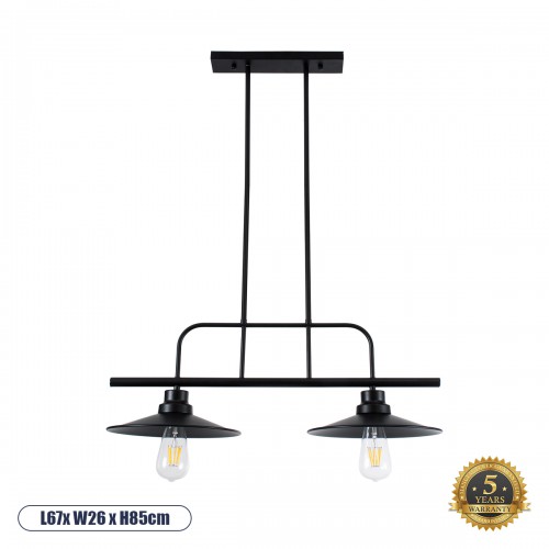 GLOBOSTAR® REGAL 01007 Vintage Φωτιστικό Οροφής με Ντουί 2 x E27 AC 220-240V IP20 - Μαύρο - Μ67 x Π26 x Υ85cm GLOBOSTAR® REGAL 01007 Vintage Φωτιστικό Οροφής με Ντουί 2 x E27 AC 220-240V IP20 - Μαύρο - Μ67 x Π26 x Υ85cm