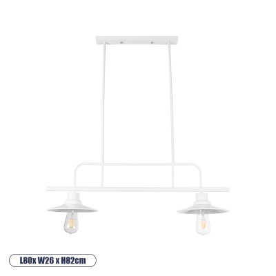 GLOBOSTAR® REGAL 01008 Vintage Φωτιστικό Οροφής με Ντουί 2 x E27 AC 220-240V IP20 - Λευκό - Μ80 x Π26 x Υ82cm GLOBOSTAR® REGAL 01008 Vintage Φωτιστικό Οροφής με Ντουί 2 x E27 AC 220-240V IP20 - Λευκό - Μ80 x Π26 x Υ82cm