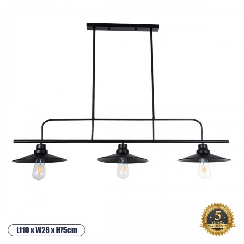 GLOBOSTAR® REGAL 01009 Vintage Φωτιστικό Οροφής με Ντουί 3 x E27 AC 220-240V IP20 - Μαύρο - Μ110 x Π26 x Υ75cm GLOBOSTAR® REGAL 01009 Vintage Φωτιστικό Οροφής με Ντουί 3 x E27 AC 220-240V IP20 - Μαύρο - Μ110 x Π26 x Υ75cm
