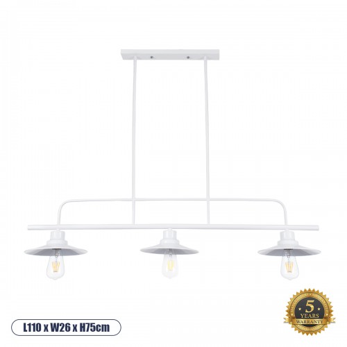 GLOBOSTAR® REGAL 01010 Vintage Φωτιστικό Οροφής με Ντουί 3 x E27 AC 220-240V IP20 - Λευκό - Μ110 x Π26 x Υ75cm GLOBOSTAR® REGAL 01010 Vintage Φωτιστικό Οροφής με Ντουί 3 x E27 AC 220-240V IP20 - Λευκό - Μ110 x Π26 x Υ75cm