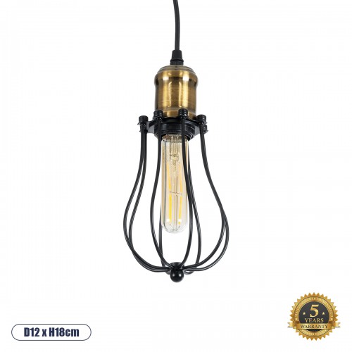 GLOBOSTAR® CAMBER 01016 Vintage Κρεμαστό Φωτιστικό Οροφής με Ντουί 1 x E27 AC 220-240V IP20 - Μαύρο & Χρυσό - Μ12 x Π12 x Υ18cm GLOBOSTAR® CAMBER 01016 Vintage Κρεμαστό Φωτιστικό Οροφής με Ντουί 1 x E27 AC 220-240V IP20 - Μαύρο & Χρυσό - Μ12 x Π12 x Υ18cm