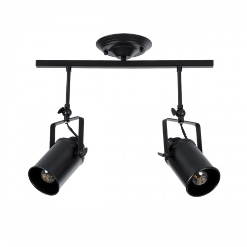 GloboStar® HOLLYWOOD 01154 Vintage Φωτιστικό Οροφής Δίφωτο Μαύρο Μεταλλικό Ράγα Μ44 x Π13 x Υ36cm Διακόσμηση - Φωτισμός - Χαλιά