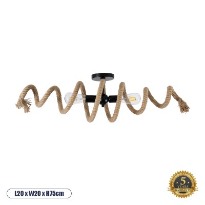 GLOBOSTAR® SPIRAL 01188 Vintage Φωτιστικό Οροφής με Ντουί 2 x E27 AC 220-240V IP20 - Μαύρο & Μπεζ - Μ20 x Π20 x Υ75cm GLOBOSTAR® SPIRAL 01188 Vintage Φωτιστικό Οροφής με Ντουί 2 x E27 AC 220-240V IP20 - Μαύρο & Μπεζ - Μ20 x Π20 x Υ75cm