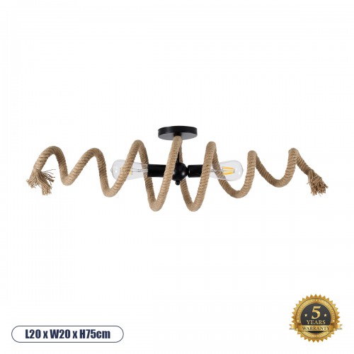 GLOBOSTAR® SPIRAL 01188 Vintage Φωτιστικό Οροφής με Ντουί 2 x E27 AC 220-240V IP20 - Μαύρο & Μπεζ - Μ20 x Π20 x Υ75cm GLOBOSTAR® SPIRAL 01188 Vintage Φωτιστικό Οροφής με Ντουί 2 x E27 AC 220-240V IP20 - Μαύρο & Μπεζ - Μ20 x Π20 x Υ75cm