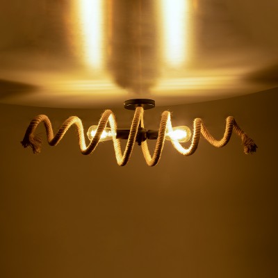 GLOBOSTAR® SPIRAL 01188 Vintage Φωτιστικό Οροφής με Ντουί 2 x E27 AC 220-240V IP20 - Μαύρο & Μπεζ - Μ20 x Π20 x Υ75cm GLOBOSTAR® SPIRAL 01188 Vintage Φωτιστικό Οροφής με Ντουί 2 x E27 AC 220-240V IP20 - Μαύρο & Μπεζ - Μ20 x Π20 x Υ75cm