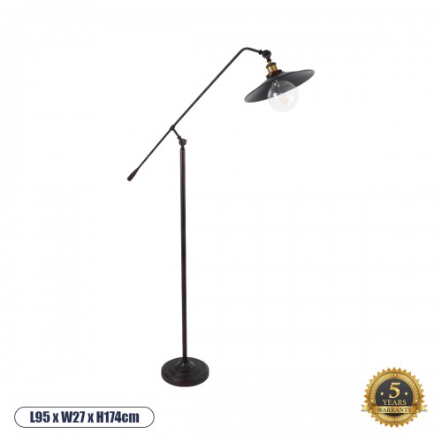 GloboStar® SILENE 01243 Vintage Φωτιστικό Δαπέδου Μονόφωτο 1 x E27 Χάλκινο Μεταλλικό Καμπάνα D30 x H194cm Διακόσμηση - Φωτισμός - Χαλιά