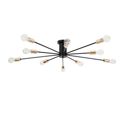 GLOBOSTAR® OLINDA 01244 Μοντέρνο Φωτιστικό Οροφής με Ντουί 10 x E27 AC 220-240V IP20 - Μαύρο & Χρυσό - Μ102 x Π102 x Υ17cm GLOBOSTAR® OLINDA 01244 Μοντέρνο Φωτιστικό Οροφής με Ντουί 10 x E27 AC 220-240V IP20 - Μαύρο & Χρυσό - Μ102 x Π102 x Υ17cm