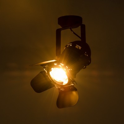 GloboStar® DETROIT 01372 Vintage Industrial Φωτιστικό Οροφής Μονόφωτο Μαύρο Μεταλλικό Μ23 x Π23 x Υ36cm Διακόσμηση - Φωτισμός - Χαλιά