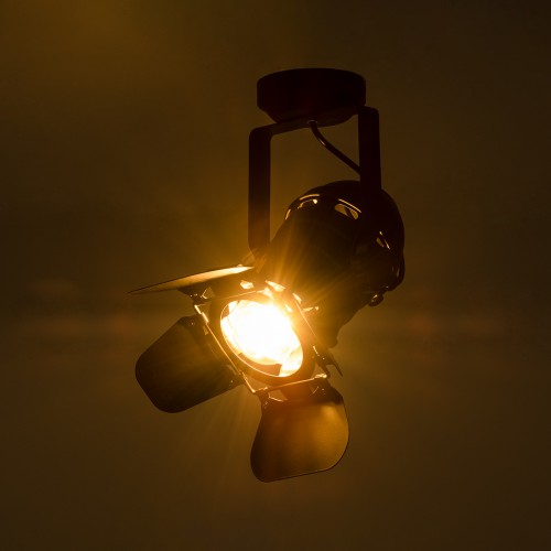 GloboStar® DETROIT 01372 Vintage Industrial Φωτιστικό Οροφής Μονόφωτο Μαύρο Μεταλλικό Μ23 x Π23 x Υ36cm Διακόσμηση - Φωτισμός - Χαλιά
