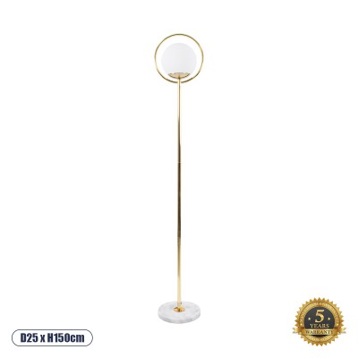GLOBOSTAR® VERSAILLES 01541 Μοντέρνο Επιδαπέδιο Φωτιστικό με Ντουί 1 x E27 AC 220-240V IP20 - Χρυσό & Λευκό - Μ25 x Π25 x Υ150cm