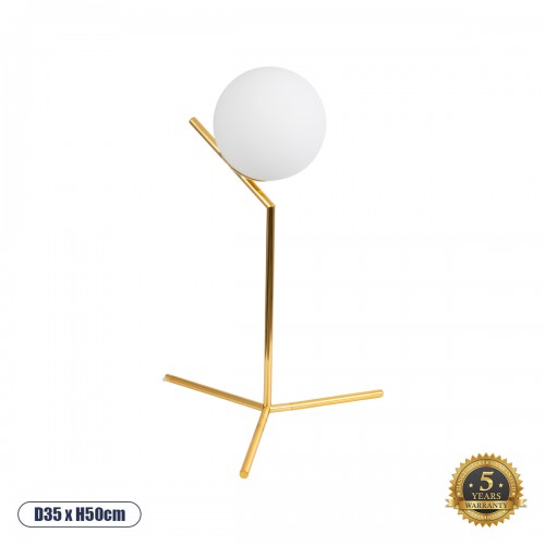 GloboStar® ELFIS GOLD 01551 Μοντέρνο Επιτραπέζιο Φωτιστικό Πορτατίφ Μονόφωτο Χρυσό Μεταλλικό με Λευκό Γυαλί Φ15 x Υ53cm Διακόσμηση - Φωτισμός - Χαλιά GloboStar® ELFIS GOLD 01551 Μοντέρνο Επιτραπέζιο Φωτιστικό Πορτατίφ Μονόφωτο Χρυσό Μεταλλικό με Λευκό Γυαλί Φ15 x Υ53cm Διακόσμηση - Φωτισμός - Χαλιά