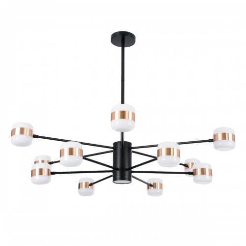 GloboStar® ORNATE 01553 Μοντέρνο Φωτιστικό Οροφής LED 104 Watt Πολύφωτο Μαύρο με Μπρονζέ και Χρυσές Λεπτομέρειες Μεταλλικό Λευκό Ημέρας 4500k Φ63 x Y36-45cm Διακόσμηση - Φωτισμός - Χαλιά