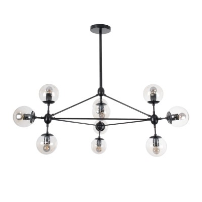 GLOBOSTAR® SENTINEL 01636 Μοντέρνο Φωτιστικό Οροφής με Ντουί 10 x E27 AC 220-240V IP20 - Μαύρο & Διάφανο - Μ105 x Π80 x Υ90cm GLOBOSTAR® SENTINEL 01636 Μοντέρνο Φωτιστικό Οροφής με Ντουί 10 x E27 AC 220-240V IP20 - Μαύρο & Διάφανο - Μ105 x Π80 x Υ90cm