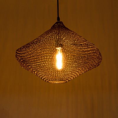 GloboStar® KENTUCKY 01863 Vintage Κρεμαστό Φωτιστικό Οροφής Μονόφωτο 1 x E27 AC220-240V IP20 - Φ40 x Υ30cm - Σκούρο Καφέ Μεταλλικό Πλέγμα - 5 Χρόνια Εγγύηση Διακόσμηση - Φως - Χαλιά