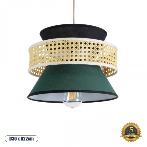 GLOBOSTAR® SAIGE 01915 Boho Κρεμαστό Φωτιστικό Οροφής με Ντουί 1 x E27 AC 220-240V IP20 - Πράσινο, Μπεζ & Μαύρο - Μ30 x Π30 x Υ22cm GLOBOSTAR® SAIGE 01915 Boho Κρεμαστό Φωτιστικό Οροφής με Ντουί 1 x E27 AC 220-240V IP20 - Πράσινο, Μπεζ & Μαύρο - Μ30 x Π30 x Υ22cm