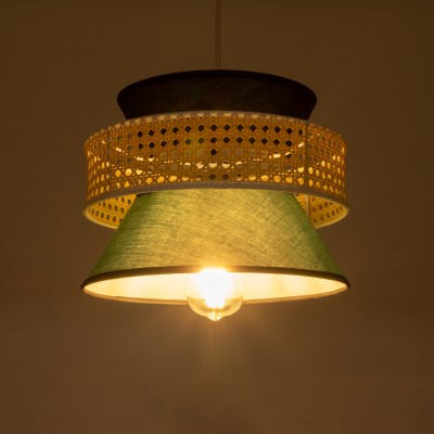 GLOBOSTAR® SAIGE 01915 Boho Κρεμαστό Φωτιστικό Οροφής με Ντουί 1 x E27 AC 220-240V IP20 - Πράσινο, Μπεζ & Μαύρο - Μ30 x Π30 x Υ22cm GLOBOSTAR® SAIGE 01915 Boho Κρεμαστό Φωτιστικό Οροφής με Ντουί 1 x E27 AC 220-240V IP20 - Πράσινο, Μπεζ & Μαύρο - Μ30 x Π30 x Υ22cm