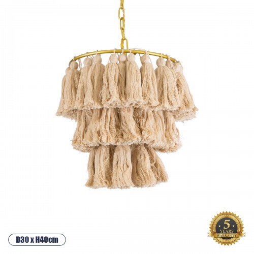 GLOBOSTAR® MISSOULA 02084 Boho Κρεμαστό Φωτιστικό Οροφής με Ντουί 1 x E27 AC 220-240V IP20 - Μπεζ & Χρυσό - Μ30 x Π30 x Υ40cm GLOBOSTAR® MISSOULA 02084 Boho Κρεμαστό Φωτιστικό Οροφής με Ντουί 1 x E27 AC 220-240V IP20 - Μπεζ & Χρυσό - Μ30 x Π30 x Υ40cm