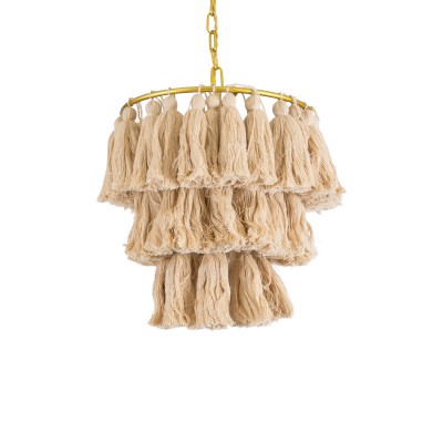 GLOBOSTAR® MISSOULA 02084 Boho Κρεμαστό Φωτιστικό Οροφής με Ντουί 1 x E27 AC 220-240V IP20 - Μπεζ & Χρυσό - Μ30 x Π30 x Υ40cm GLOBOSTAR® MISSOULA 02084 Boho Κρεμαστό Φωτιστικό Οροφής με Ντουί 1 x E27 AC 220-240V IP20 - Μπεζ & Χρυσό - Μ30 x Π30 x Υ40cm