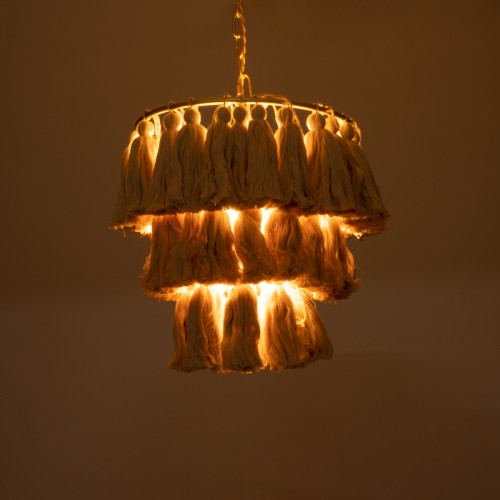 GLOBOSTAR® MISSOULA 02084 Boho Κρεμαστό Φωτιστικό Οροφής με Ντουί 1 x E27 AC 220-240V IP20 - Μπεζ & Χρυσό - Μ30 x Π30 x Υ40cm GLOBOSTAR® MISSOULA 02084 Boho Κρεμαστό Φωτιστικό Οροφής με Ντουί 1 x E27 AC 220-240V IP20 - Μπεζ & Χρυσό - Μ30 x Π30 x Υ40cm