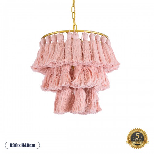 GloboStar® MISSOULA 02086 Boho Κρεμαστό Φωτιστικό Οροφής Μονόφωτο 1 x E27 AC220-240V IP20 - Φ30 x Υ40cm - Ροζ Λεπτό Νήμα Βαμβακερό και Χρυσό Μεταλλικό Πλέγμα - 5 Χρόνια Εγγύηση Διακόσμηση - Φως - Χαλιά GloboStar® MISSOULA 02086 Boho Κρεμαστό Φωτιστικό Οροφής Μονόφωτο 1 x E27 AC220-240V IP20 - Φ30 x Υ40cm - Ροζ Λεπτό Νήμα Βαμβακερό και Χρυσό Μεταλλικό Πλέγμα - 5 Χρόνια Εγγύηση Διακόσμηση - Φως - Χαλιά