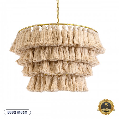 GloboStar® MISSOULA 02088 Boho Κρεμαστό Φωτιστικό Οροφής Μονόφωτο 1 x E27 AC220-240V IP20 - Φ60 x Υ40cm - Μπεζ Λεπτό Νήμα Βαμβακερό και Χρυσό Μεταλλικό Πλέγμα - 5 Χρόνια Εγγύηση Διακόσμηση - Φως - Χαλιά GloboStar® MISSOULA 02088 Boho Κρεμαστό Φωτιστικό Οροφής Μονόφωτο 1 x E27 AC220-240V IP20 - Φ60 x Υ40cm - Μπεζ Λεπτό Νήμα Βαμβακερό και Χρυσό Μεταλλικό Πλέγμα - 5 Χρόνια Εγγύηση Διακόσμηση - Φως - Χαλιά