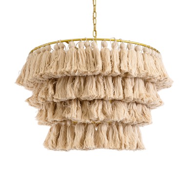 GLOBOSTAR® MISSOULA 02088 Boho Κρεμαστό Φωτιστικό Οροφής με Ντουί 1 x E27 AC 220-240V IP20 - Μπεζ & Χρυσό - Μ60 x Π60 x Υ40cm GLOBOSTAR® MISSOULA 02088 Boho Κρεμαστό Φωτιστικό Οροφής με Ντουί 1 x E27 AC 220-240V IP20 - Μπεζ & Χρυσό - Μ60 x Π60 x Υ40cm