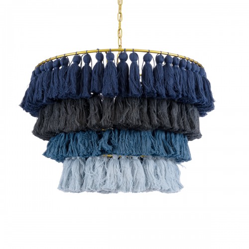GloboStar® MISSOULA 02089 Boho Κρεμαστό Φωτιστικό Οροφής Μονόφωτο 1 x E27 AC220-240V IP20 - Φ60 x Υ40cm - Μπλε Σκούρο με Μαύρο και Μπλε με Μπλε Ανοιχτό Λεπτό Νήμα Βαμβακερό και Χρυσό Μεταλλικό Πλέγμα - 5 Χρόνια Εγγύηση Διακόσμηση - Φως - Χαλιά GloboStar® MISSOULA 02089 Boho Κρεμαστό Φωτιστικό Οροφής Μονόφωτο 1 x E27 AC220-240V IP20 - Φ60 x Υ40cm - Μπλε Σκούρο με Μαύρο και Μπλε με Μπλε Ανοιχτό Λεπτό Νήμα Βαμβακερό και Χρυσό Μεταλλικό Πλέγμα - 5 Χρόνια Εγγύηση Διακόσμηση - Φως - Χαλιά