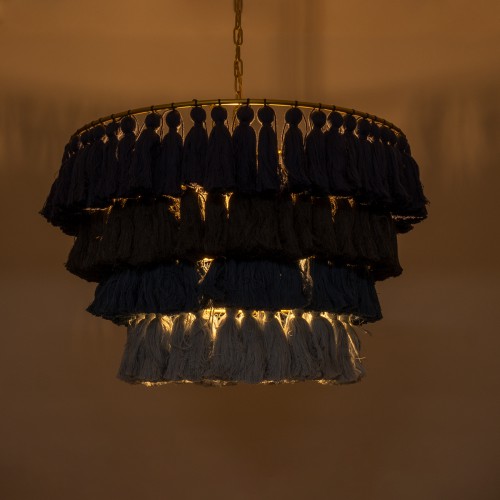 GloboStar® MISSOULA 02089 Boho Κρεμαστό Φωτιστικό Οροφής Μονόφωτο 1 x E27 AC220-240V IP20 - Φ60 x Υ40cm - Μπλε Σκούρο με Μαύρο και Μπλε με Μπλε Ανοιχτό Λεπτό Νήμα Βαμβακερό και Χρυσό Μεταλλικό Πλέγμα - 5 Χρόνια Εγγύηση Διακόσμηση - Φως - Χαλιά GloboStar® MISSOULA 02089 Boho Κρεμαστό Φωτιστικό Οροφής Μονόφωτο 1 x E27 AC220-240V IP20 - Φ60 x Υ40cm - Μπλε Σκούρο με Μαύρο και Μπλε με Μπλε Ανοιχτό Λεπτό Νήμα Βαμβακερό και Χρυσό Μεταλλικό Πλέγμα - 5 Χρόνια Εγγύηση Διακόσμηση - Φως - Χαλιά