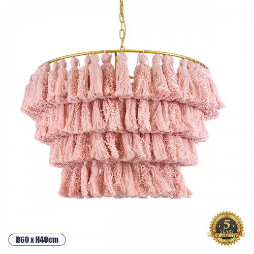GloboStar® MISSOULA 02090 Boho Κρεμαστό Φωτιστικό Οροφής Μονόφωτο 1 x E27 AC220-240V IP20 - Φ60 x Υ40cm - Ροζ Λεπτό Νήμα Βαμβακερό και Χρυσό Μεταλλικό Πλέγμα - 5 Χρόνια Εγγύηση Διακόσμηση - Φως - Χαλιά GloboStar® MISSOULA 02090 Boho Κρεμαστό Φωτιστικό Οροφής Μονόφωτο 1 x E27 AC220-240V IP20 - Φ60 x Υ40cm - Ροζ Λεπτό Νήμα Βαμβακερό και Χρυσό Μεταλλικό Πλέγμα - 5 Χρόνια Εγγύηση Διακόσμηση - Φως - Χαλιά