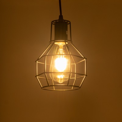 GloboStar® CAGE BLACK 01017 Vintage Industrial Κρεμαστό Φωτιστικό Οροφής Μονόφωτο Μαύρο Μεταλλικό Πλέγμα Φ15 x Y20cm Διακόσμηση - Φωτισμός - Χαλιά