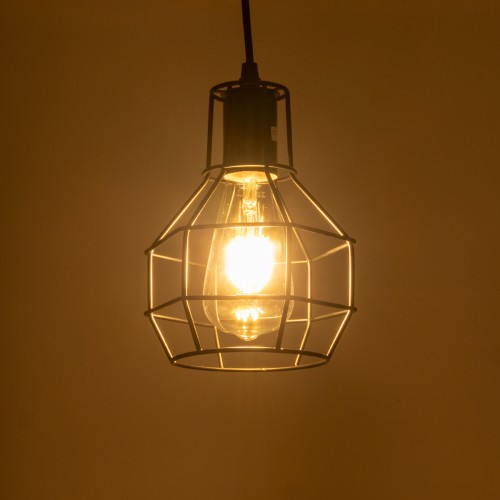 GloboStar® CAGE BLACK 01017 Vintage Industrial Κρεμαστό Φωτιστικό Οροφής Μονόφωτο Μαύρο Μεταλλικό Πλέγμα Φ15 x Y20cm Διακόσμηση - Φωτισμός - Χαλιά