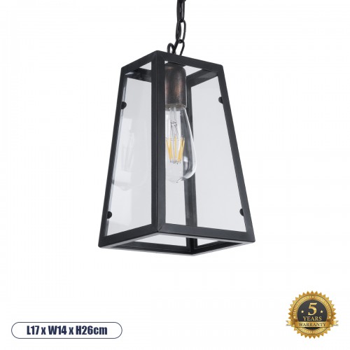 GloboStar® LIMA 01040 Vintage Industrial Κρεμαστό Φωτιστικό Οροφής Μονόφωτο Μαύρο Μεταλλικό Μ17 x Π14 x Υ26cm Διακόσμηση - Φωτισμός - Χαλιά GloboStar® LIMA 01040 Vintage Industrial Κρεμαστό Φωτιστικό Οροφής Μονόφωτο Μαύρο Μεταλλικό Μ17 x Π14 x Υ26cm Διακόσμηση - Φωτισμός - Χαλιά