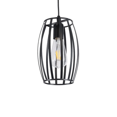 GLOBOSTAR® ZEBRA 01062 Μοντέρνο Κρεμαστό Φωτιστικό Οροφής με Ντουί 1 x E27 AC 220-240V IP20 - Μαύρο - Μ15 x Π15 x Υ24cm