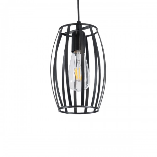 GloboStar® ZEBRA 01062 Vintage Industrial Κρεμαστό Φωτιστικό Οροφής Μονόφωτο Μαύρο Μεταλλικό Πλέγμα Φ15 x Y24cm Διακόσμηση - Φωτισμός - Χαλιά