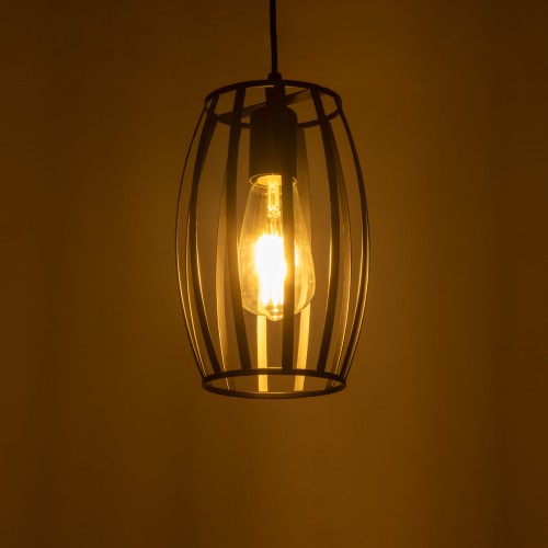 GloboStar® ZEBRA 01062 Vintage Industrial Κρεμαστό Φωτιστικό Οροφής Μονόφωτο Μαύρο Μεταλλικό Πλέγμα Φ15 x Y24cm Διακόσμηση - Φωτισμός - Χαλιά