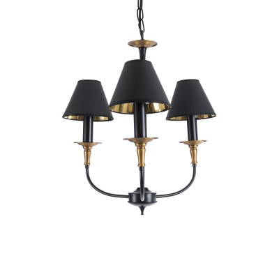 GLOBOSTAR® LIMI 01091 Vintage Κρεμαστό Φωτιστικό Οροφής με Ντουί 3 x E14 AC 220-240V IP20 - Μαύρο & Χρυσό - Μ55 x Π55 x Υ55cm