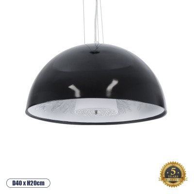 GLOBOSTAR® SERENIA 01151 Μοντέρνο Κρεμαστό Φωτιστικό Οροφής με Ντουί 1 x E27 AC 220-240V IP20 - Μαύρο & Λευκό - Μ40 x Π40 x Υ20cm